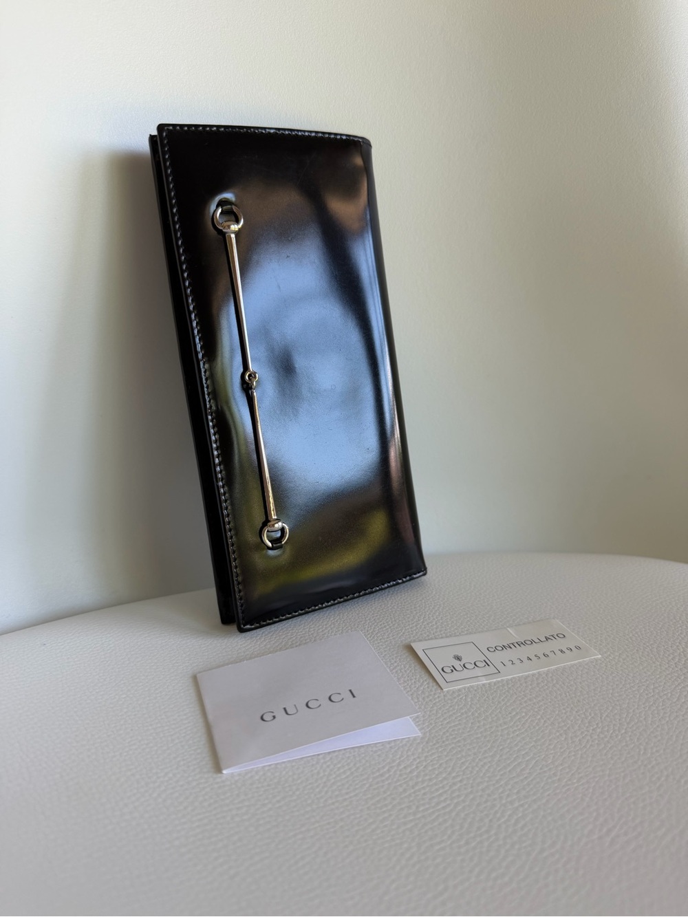 VINTAGE Gucci Tom Ford Era Black Leather Horsebit Long Wallet w/ Digital COA